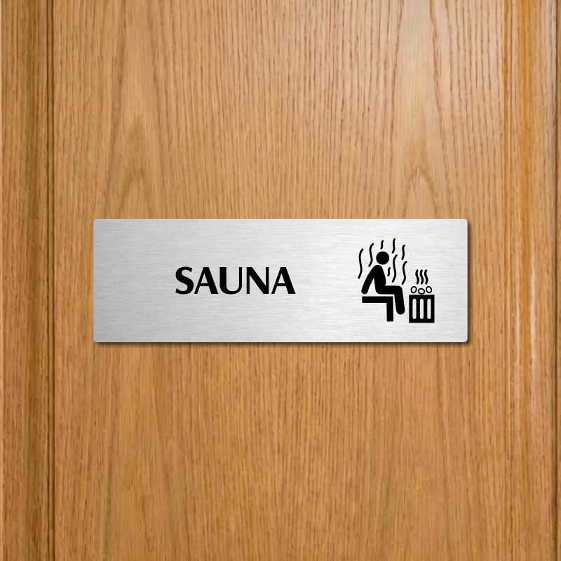 Sauna, 200x66mm, zlatá popiska s okrasným rámečkem  